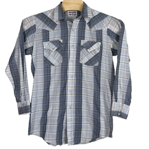 Vintage Western Craft Pearl snap plaid shirt‎ size XL